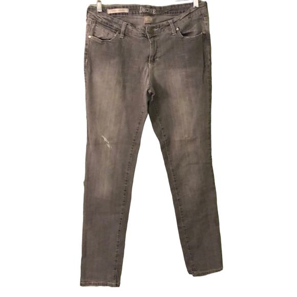 Decree Gray Super Skinny Distressed Denim Jeans Juniors Size 13 Comfy Grunge - Picture 1 of 8